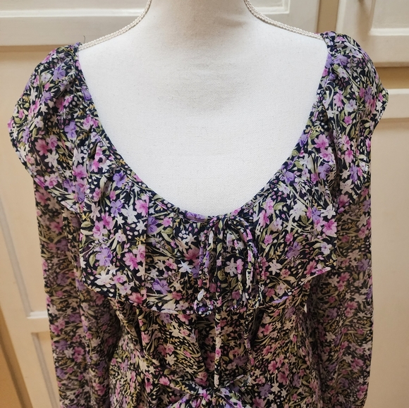 Emma and Michelle Women's Long-sleeved Boho Inspired Ruffle Tie-Belt Dress - Picture 3 of 15